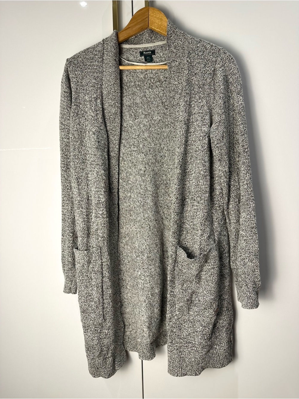 Roots cotton blend gray cardigan small